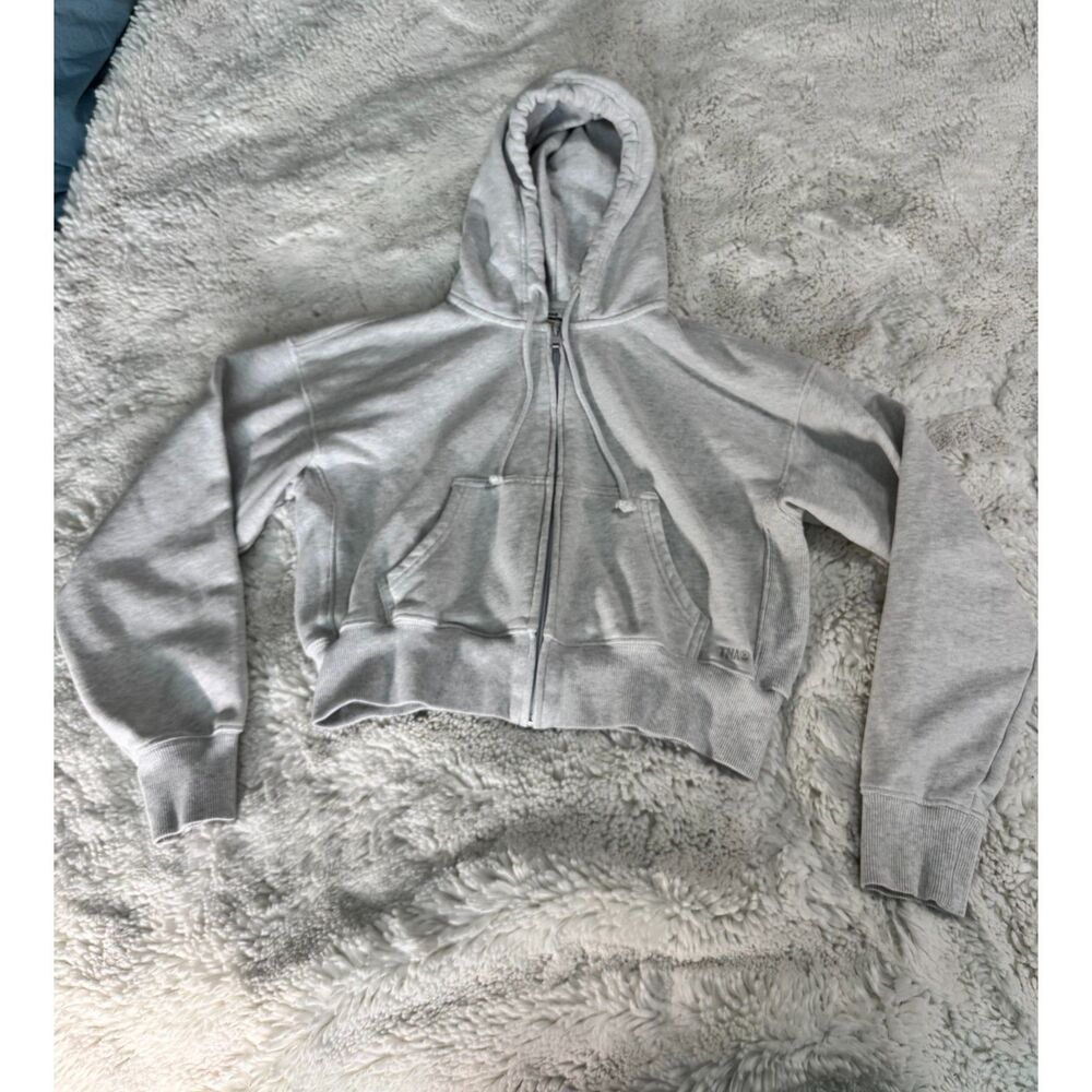 TNA Aritzia Sweatfleece Terry Fleece Boyfriend Zip Hoodie XS Gray